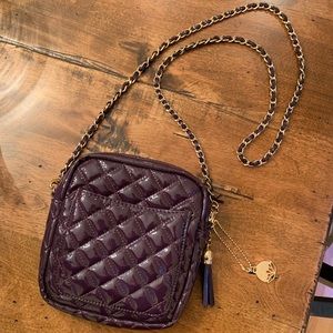 Purple Faux Leather Crossbody Bag